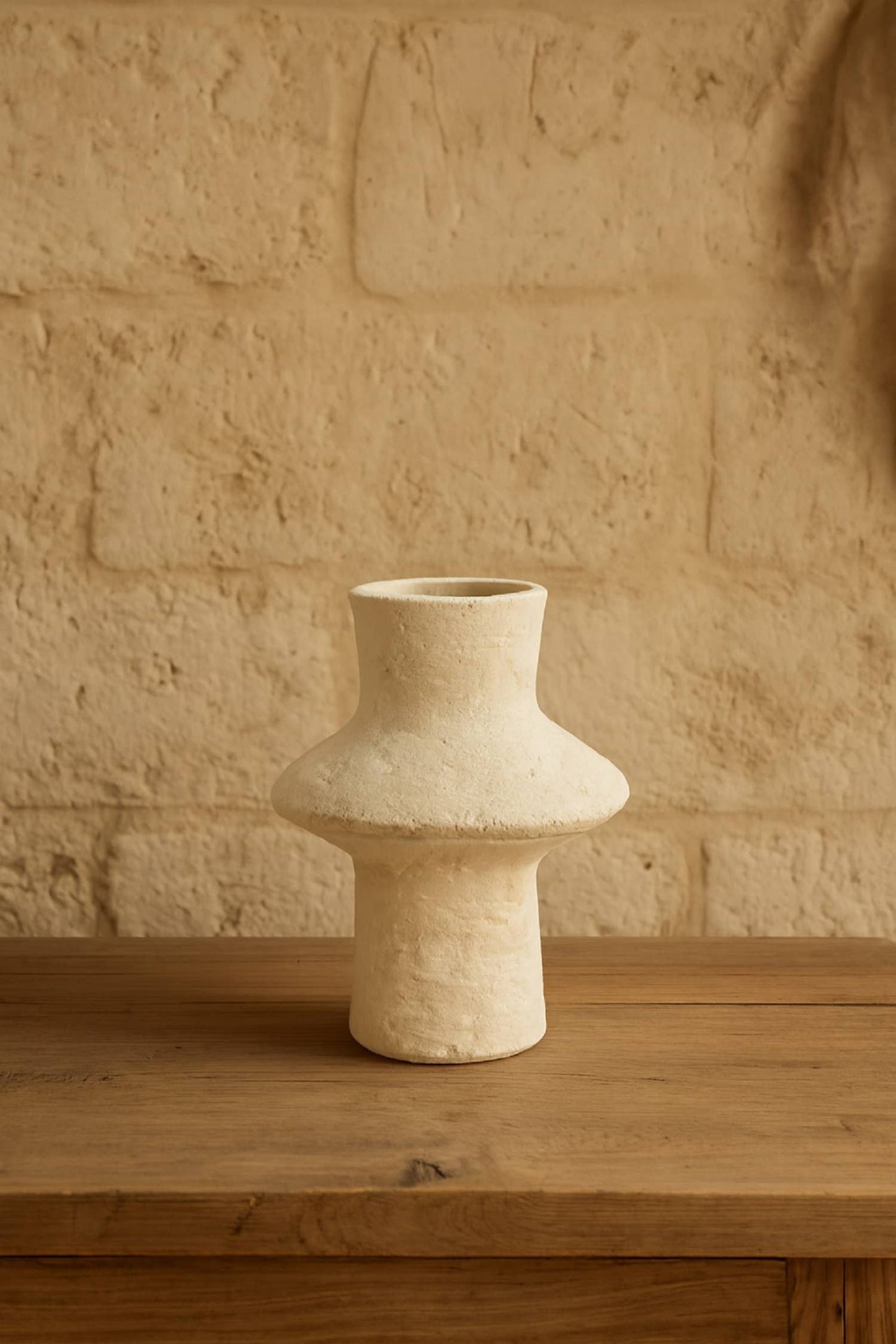 Cream Paper Mache Vase