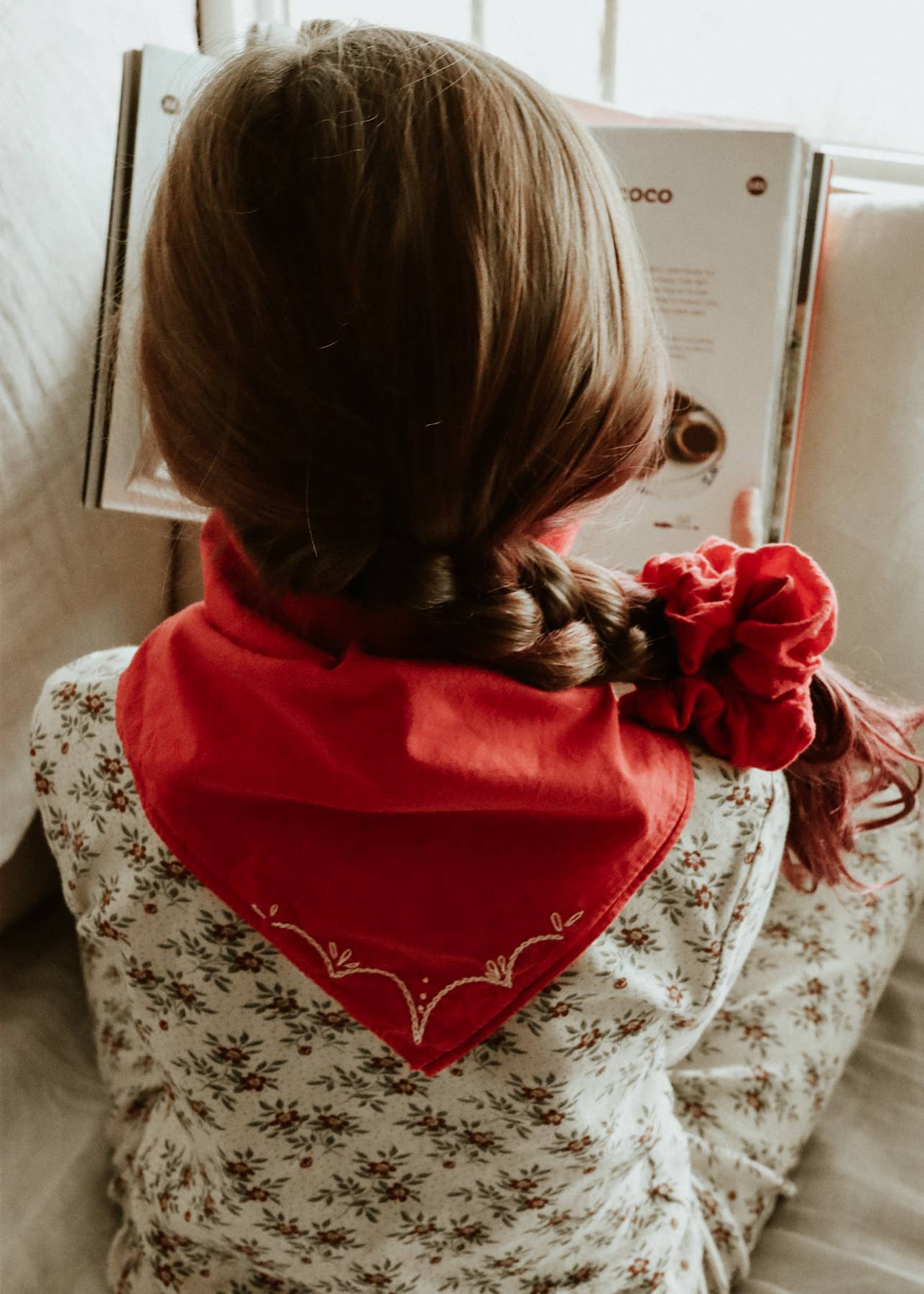 Hand embroidered RODEO cotton bandana, hand dyed 