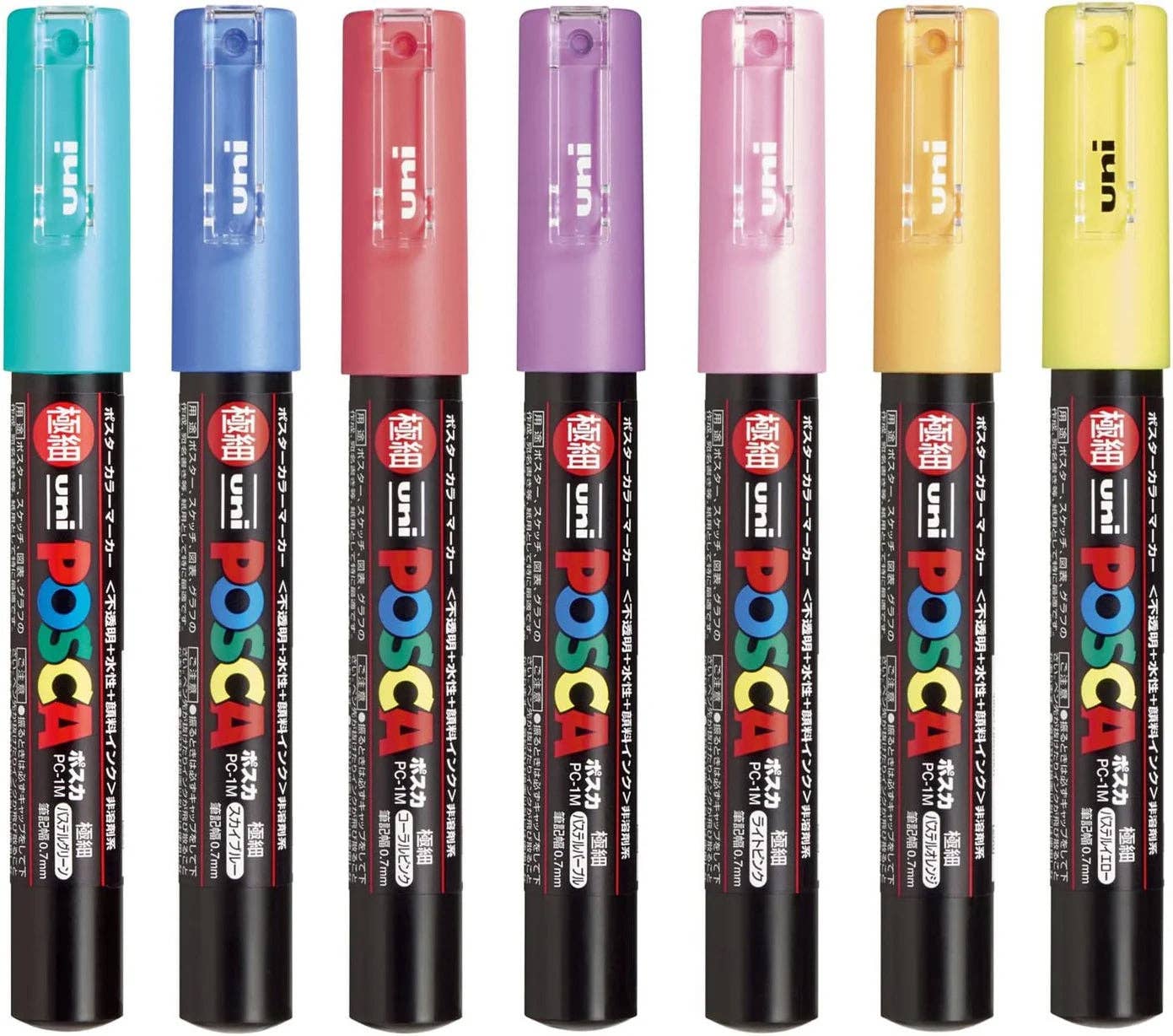 Uni POSCA PC-1M (Extra Fine point), Set of 7 Color Markers