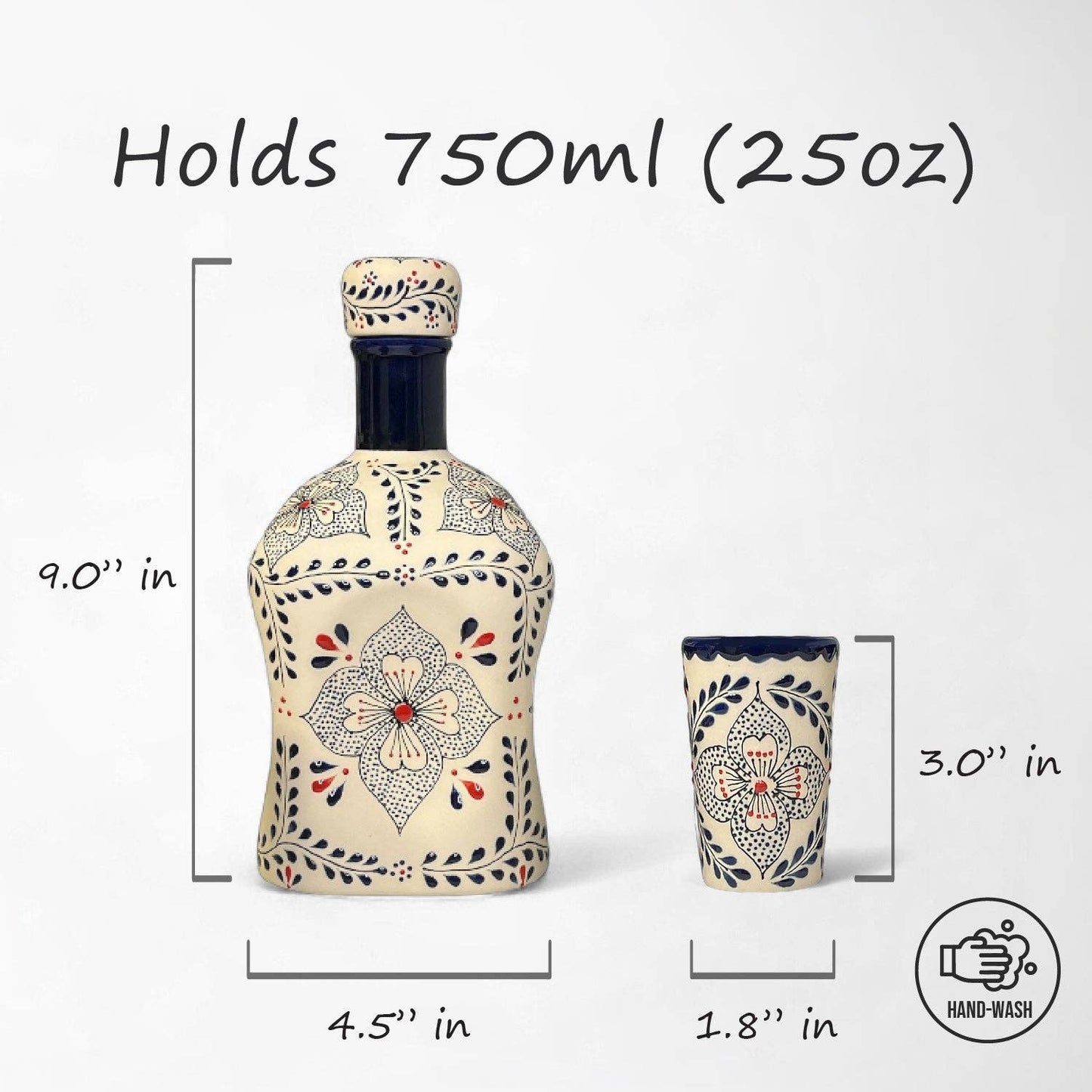 Hand Painted Tequila Decanter Set