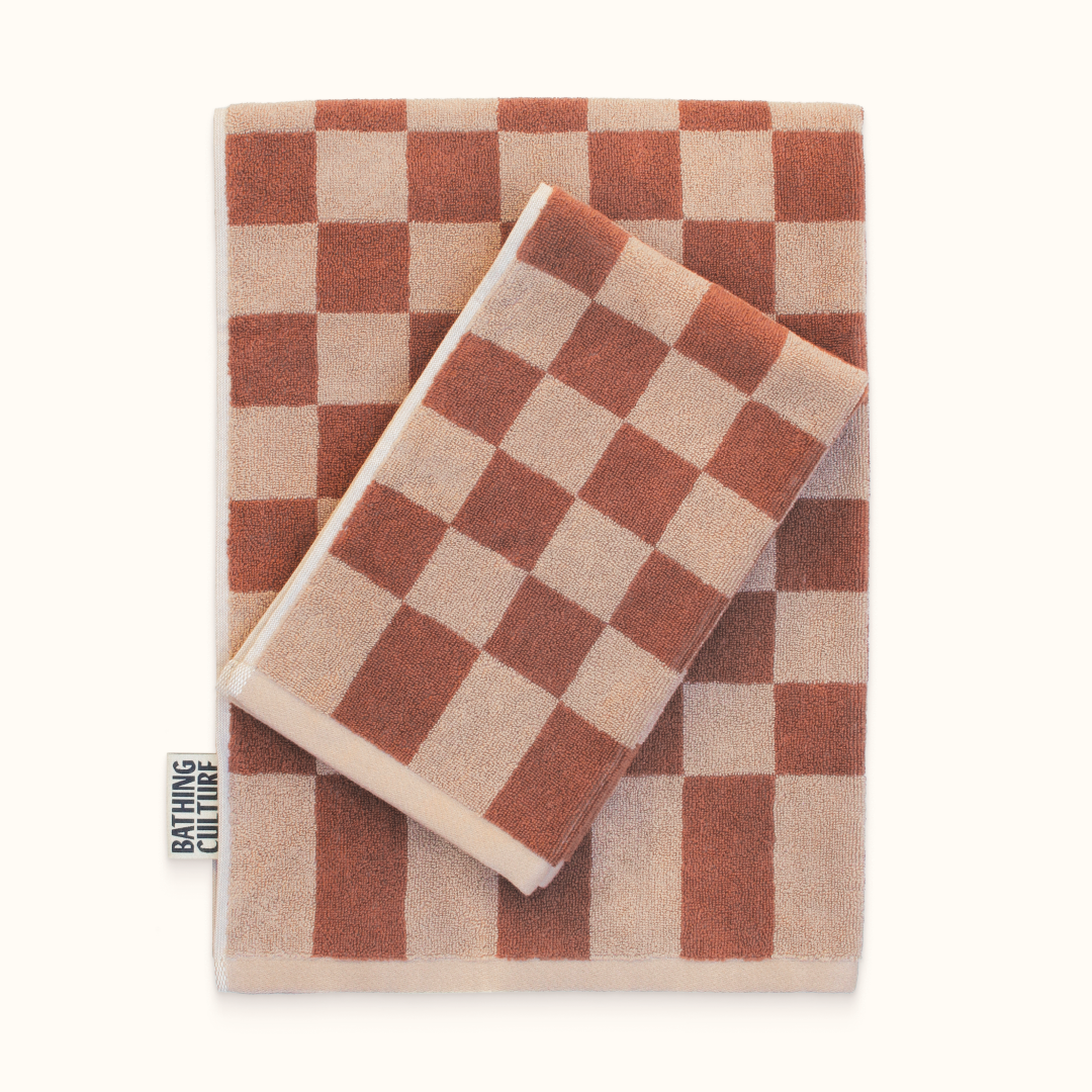 Bathhouse Check Organic Cotton Towel - Clay