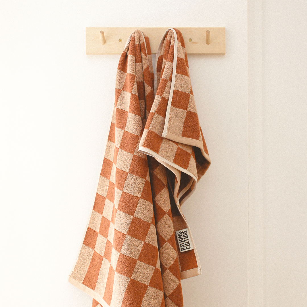 Bathhouse Check Organic Cotton Towel - Clay
