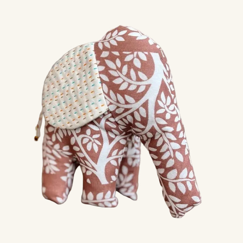 Stuffed Elephant with Kantha Ears: Mini (H-18cm, W-16cm)