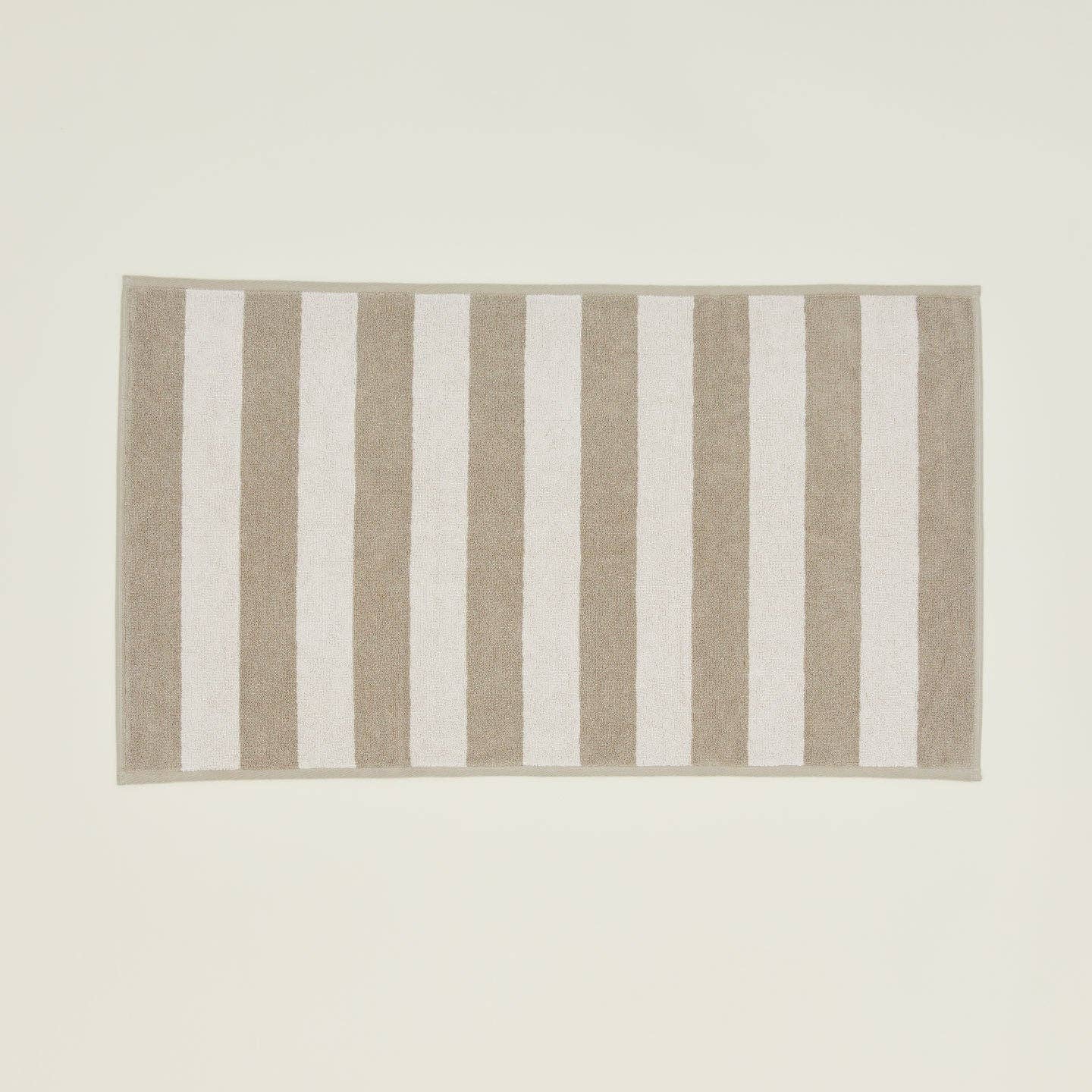 SIMPLE STRIPED TERRY BATH MAT: IVORY/FLAX