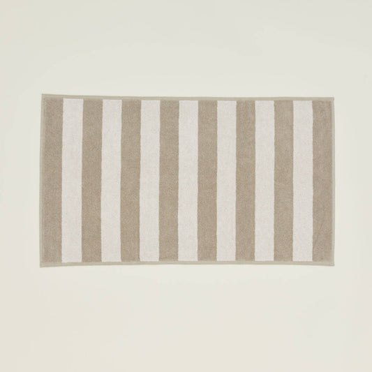 SIMPLE STRIPED TERRY BATH MAT: IVORY/FLAX
