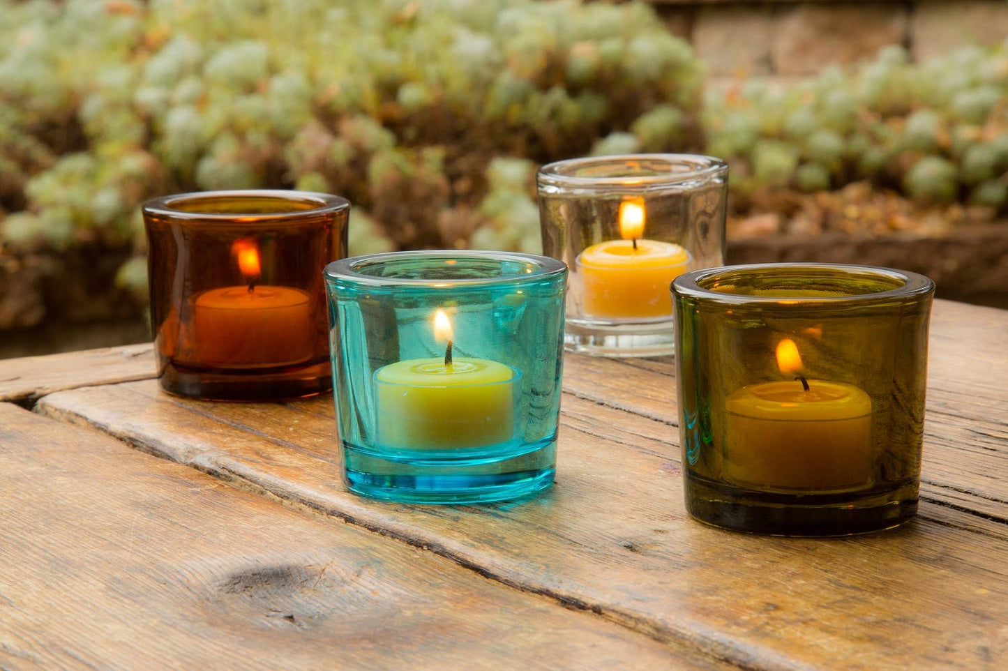 Recycled Glass Votive Candle Holders : Aqua