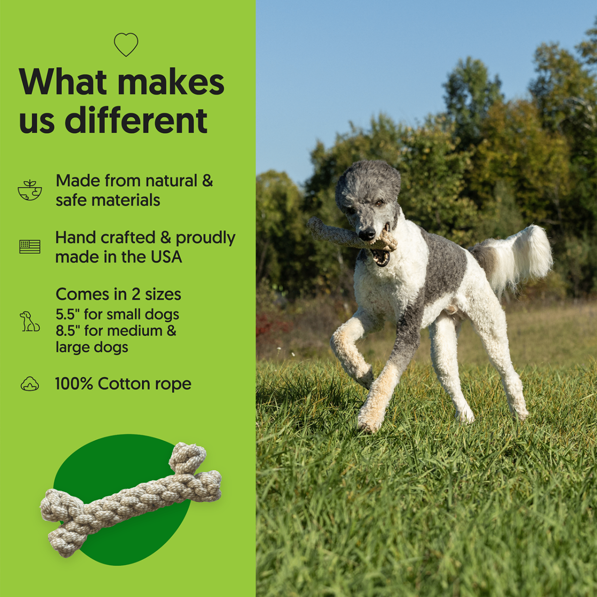 ECO-BONE: Natural Cotton Dog Toy: Small