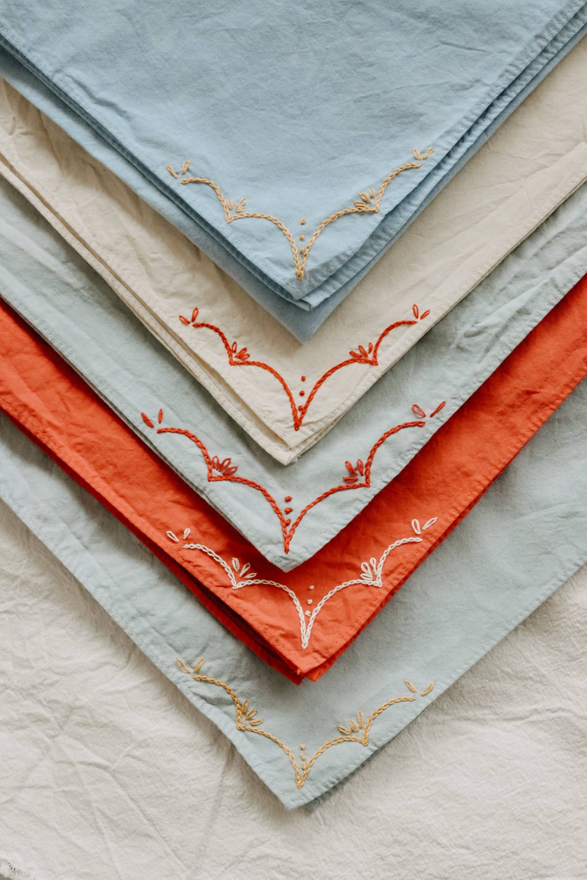 Hand embroidered RODEO cotton bandana, hand dyed 