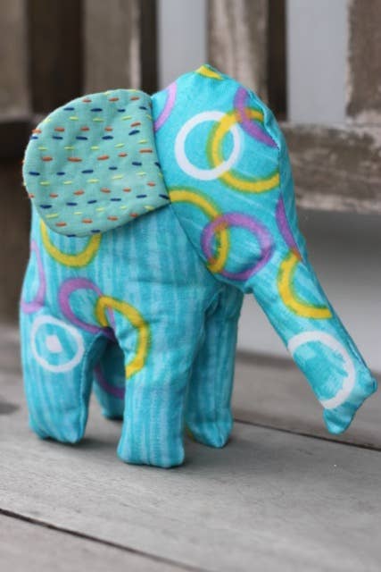 Stuffed Elephant with Kantha Ears