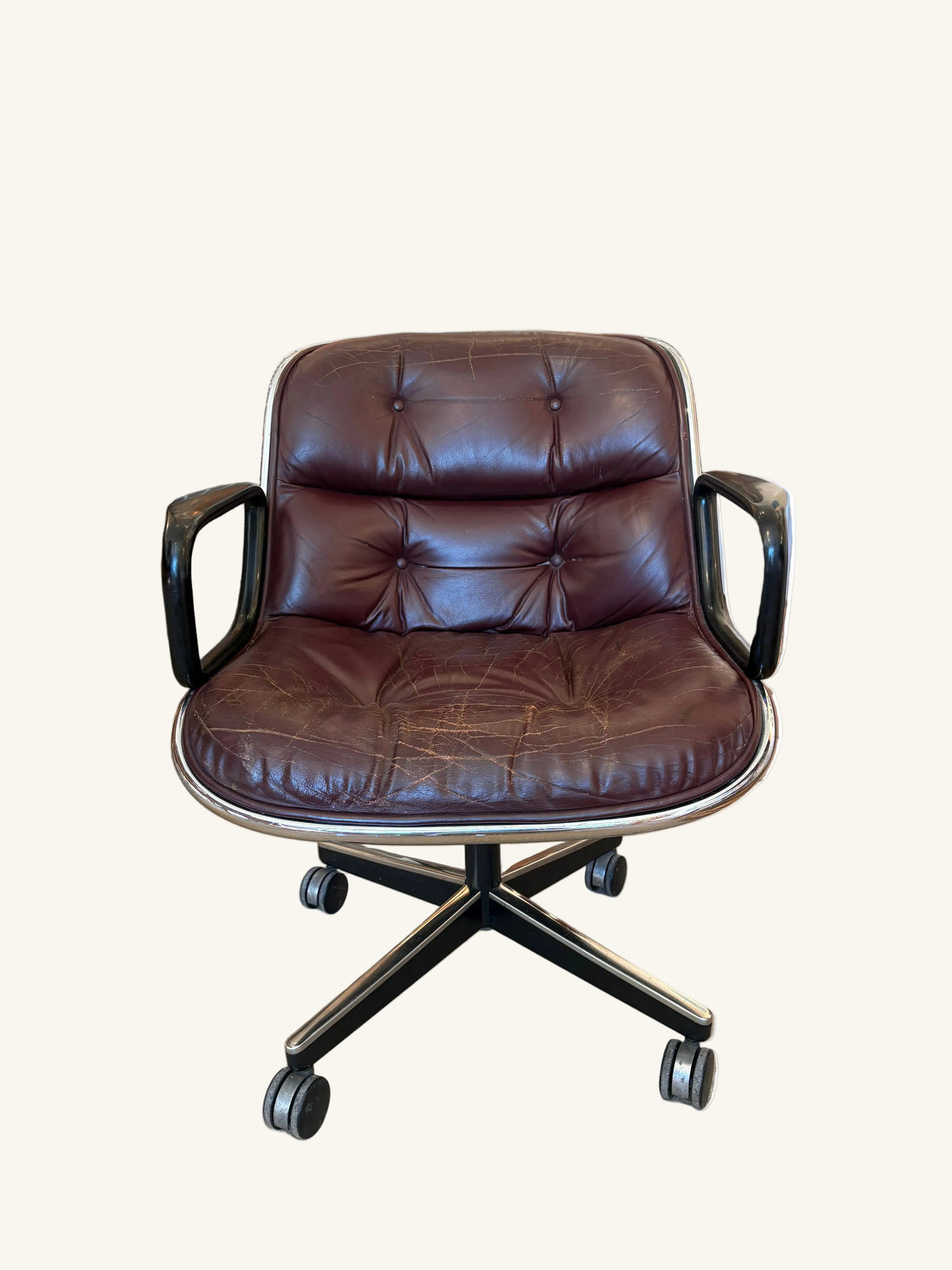 Vintage Knoll Pollock Executive Chair — Oxblood Leather (1976)