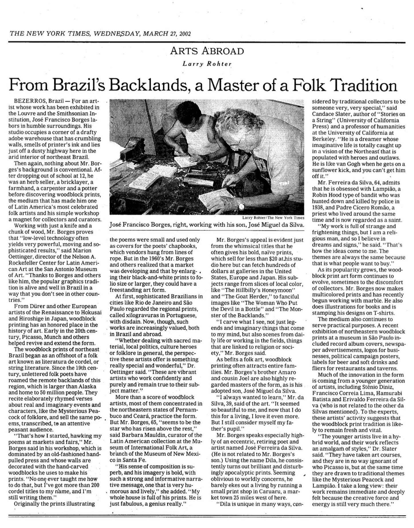 Sm. J. Borges Woodblock Print, Farmer #203, Brazil