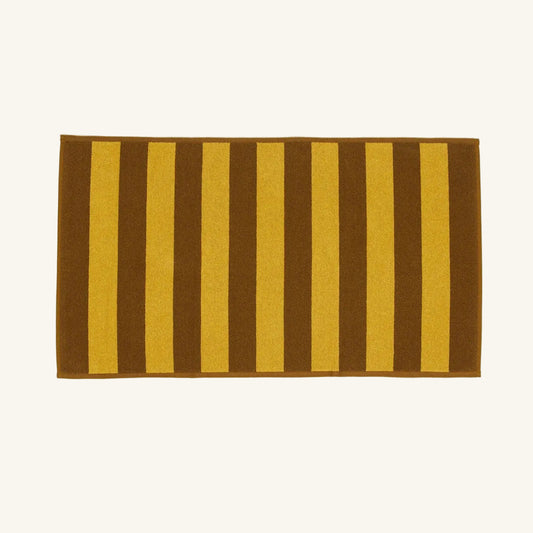SIMPLE STRIPED TERRY BATH MAT: MUSTARD/BRONZE