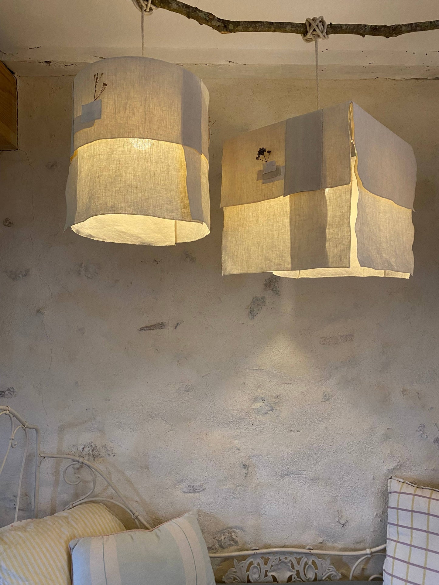 French Linen Pendant - large square