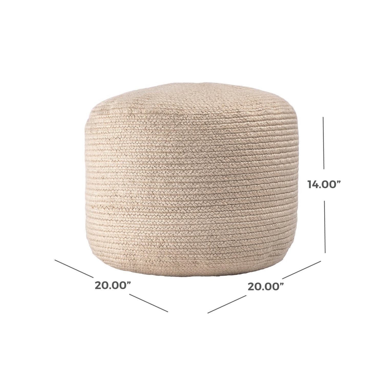 Braided Beige Ottoman Pouf