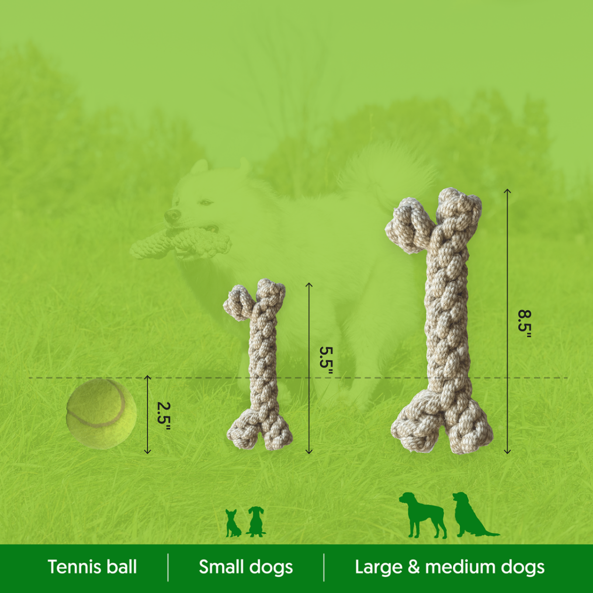 ECO-BONE: Natural Cotton Dog Toy: Small