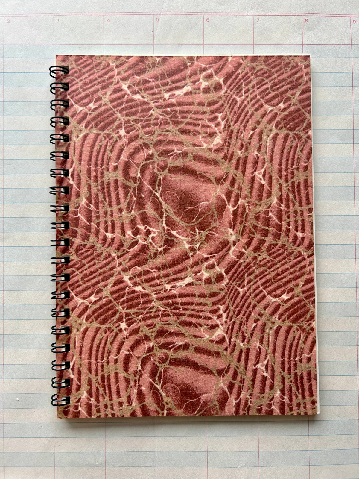 Antique Endpaper Notebook: Large - Blue & Green / Grid Lined
