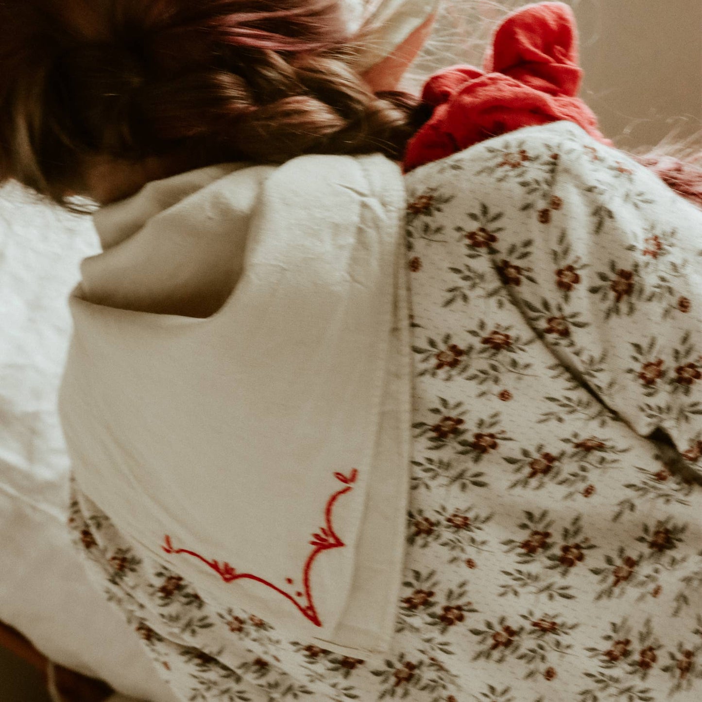 Hand embroidered RODEO cotton bandana, hand dyed 