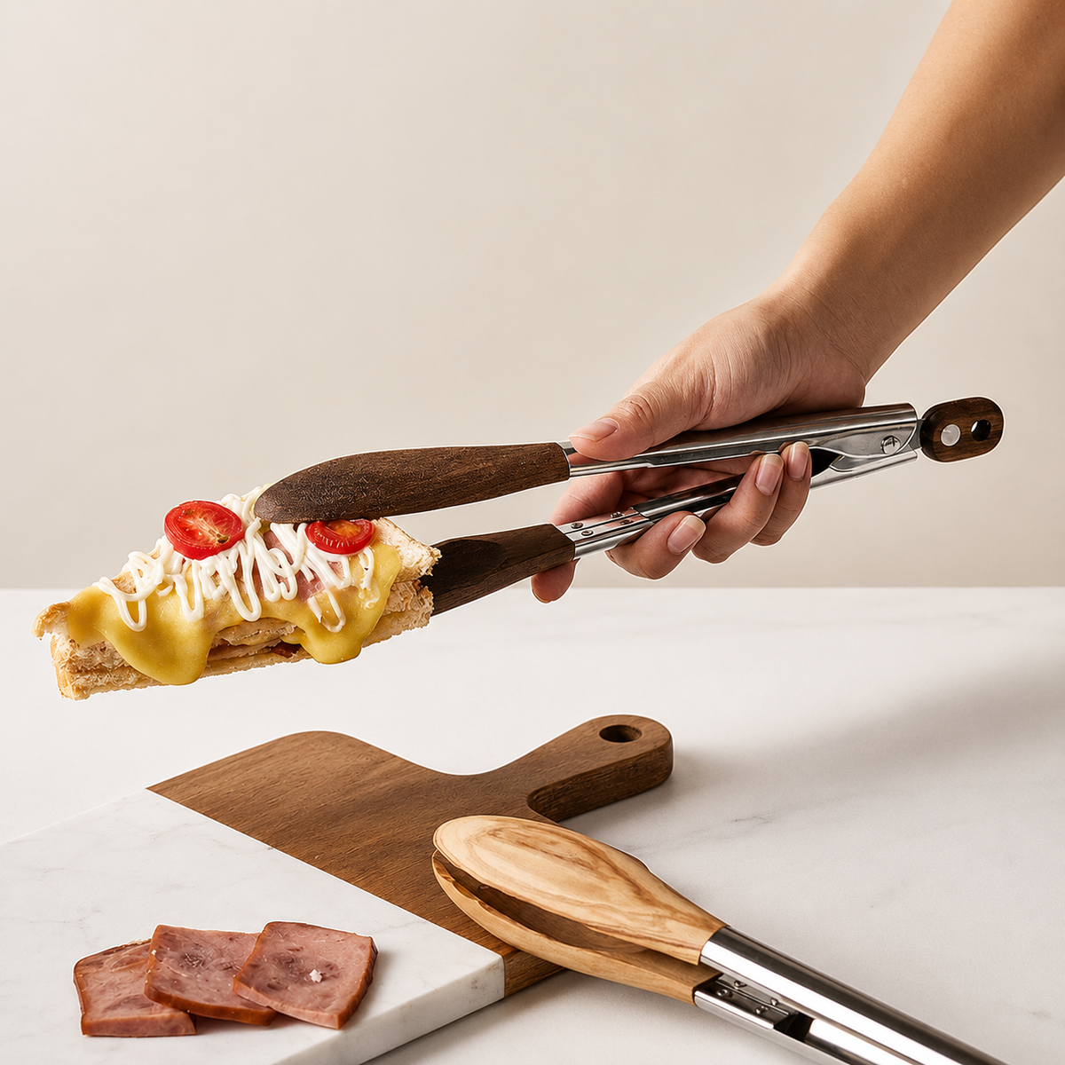 Walnut Wood Kitchen Tongs