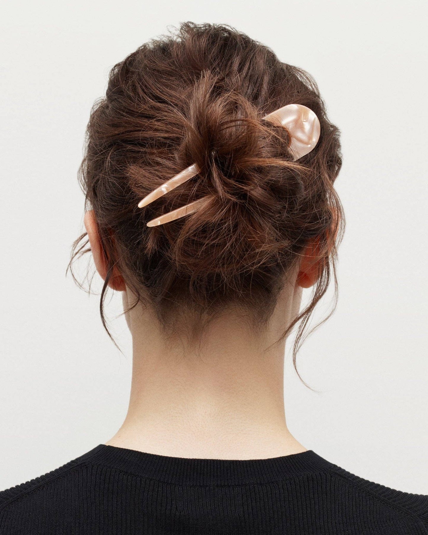 French Hair Pin in Brown Shell Checker