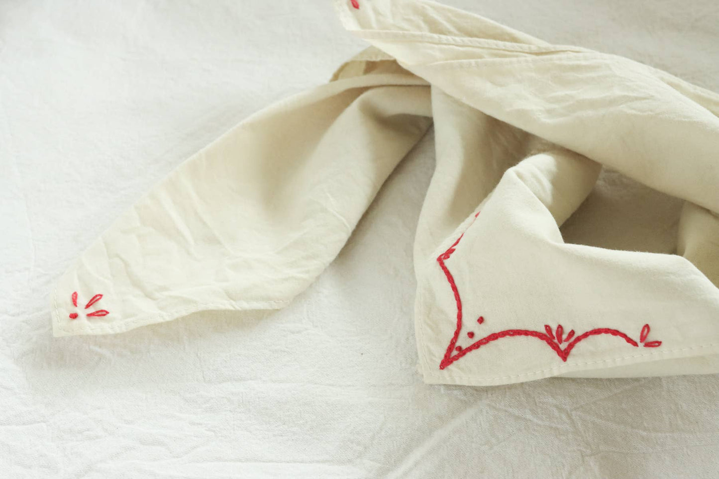 Hand embroidered RODEO cotton bandana, hand dyed 