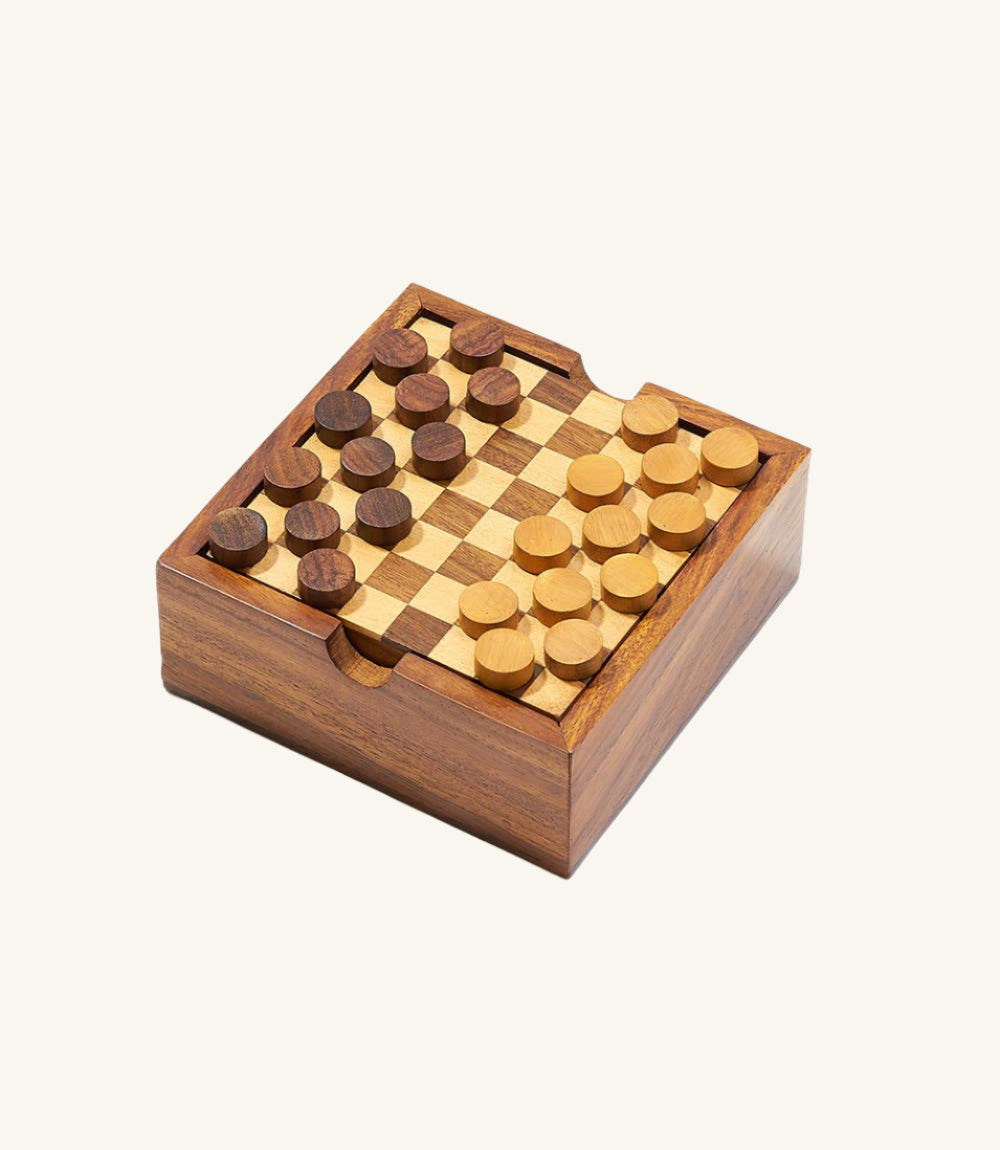 Checkers and Tic Tac Toe Game Set - Handcrafted Wood