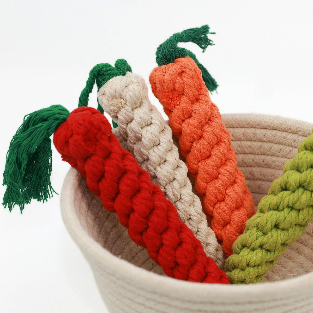 Handmade Sustainable Carrot Rope Chew Toys for dogs: Orange