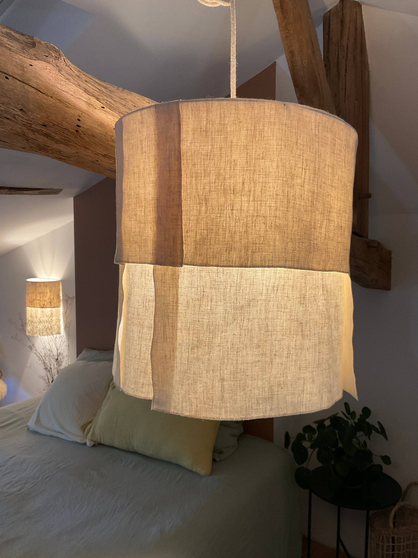 French Linen Pendant - medium round