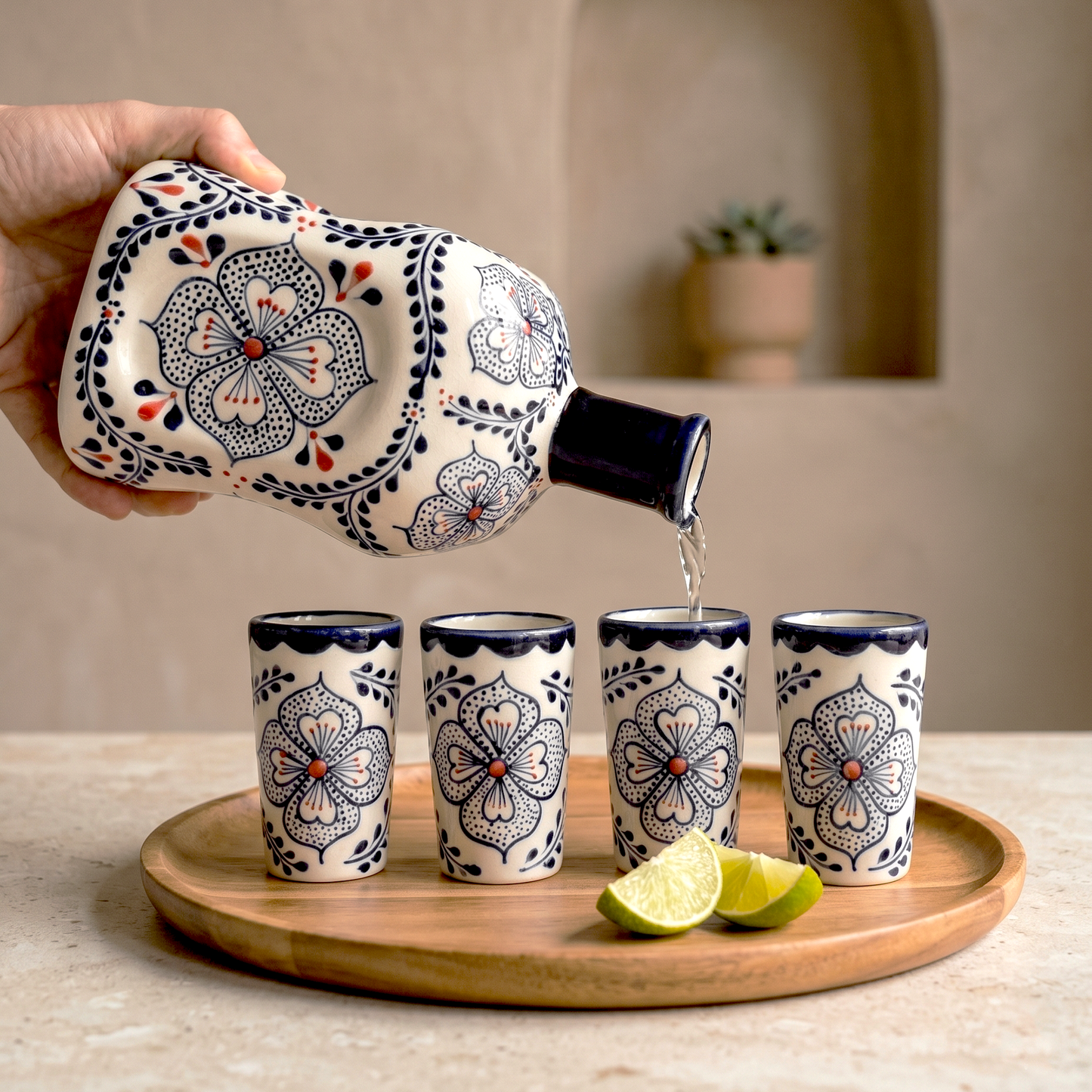 Hand Painted Tequila Decanter Set