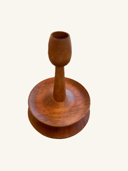 Danish Teak Lazy Susan & Candlestick Holder