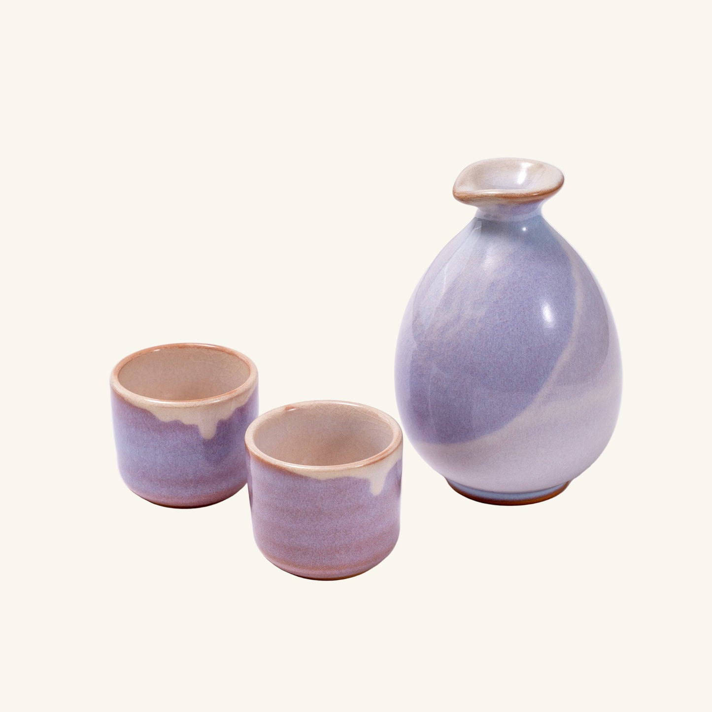 Handmade Hagi Ware Sake Set by Japanese Artisan