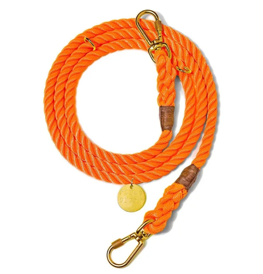 Orange Rope Dog Leash, Adjustable