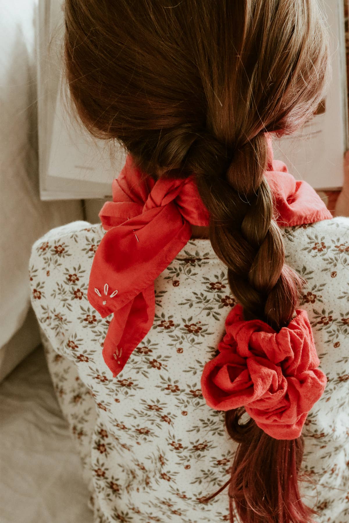 Hand embroidered RODEO cotton bandana, hand dyed 