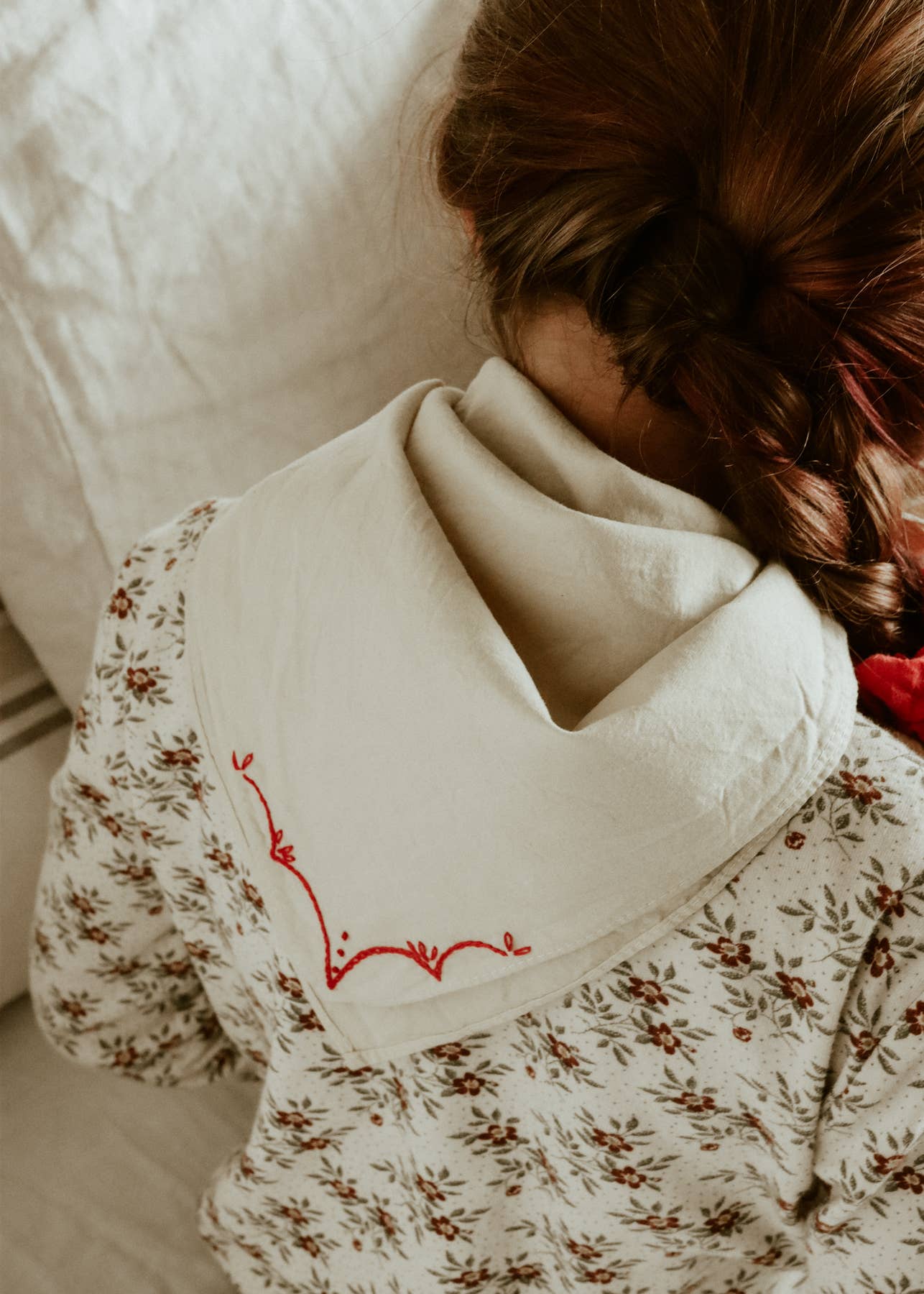 Hand embroidered RODEO cotton bandana, hand dyed 