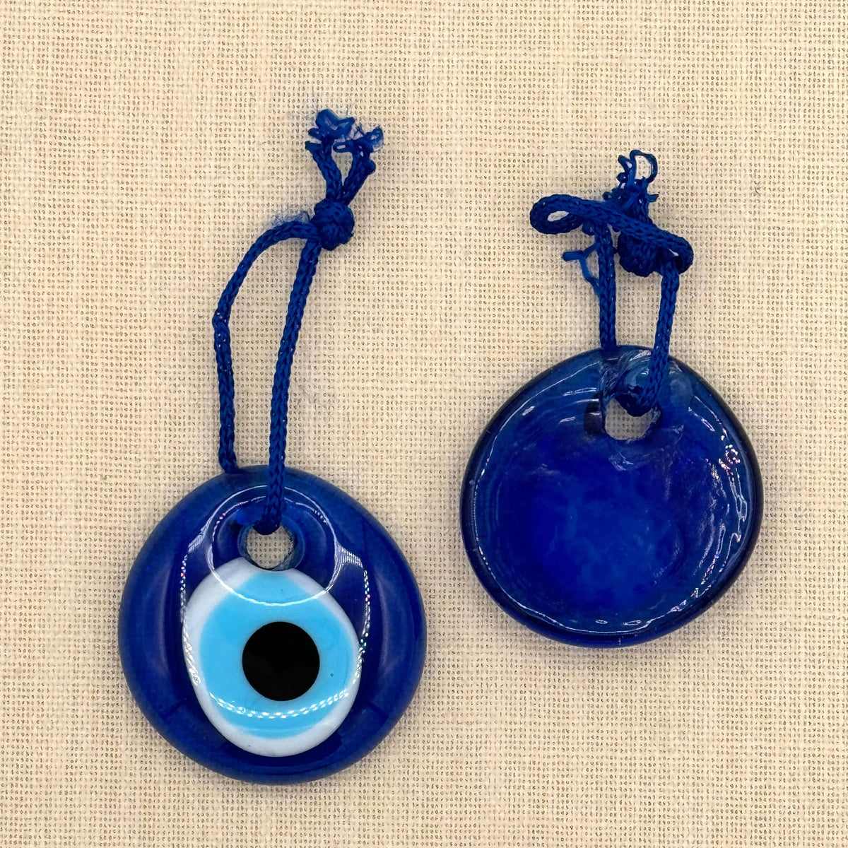 Evil Eye Round Glass Ornament. 4 cm diameter, Turkey