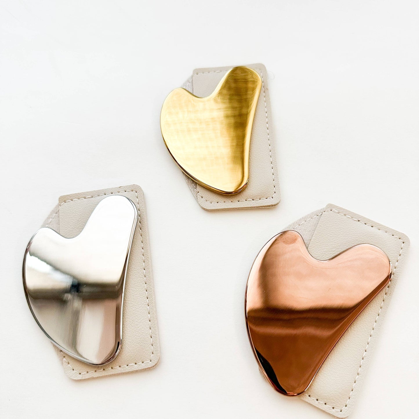 Stainless Steel Gua Sha with Leather Case : Silver