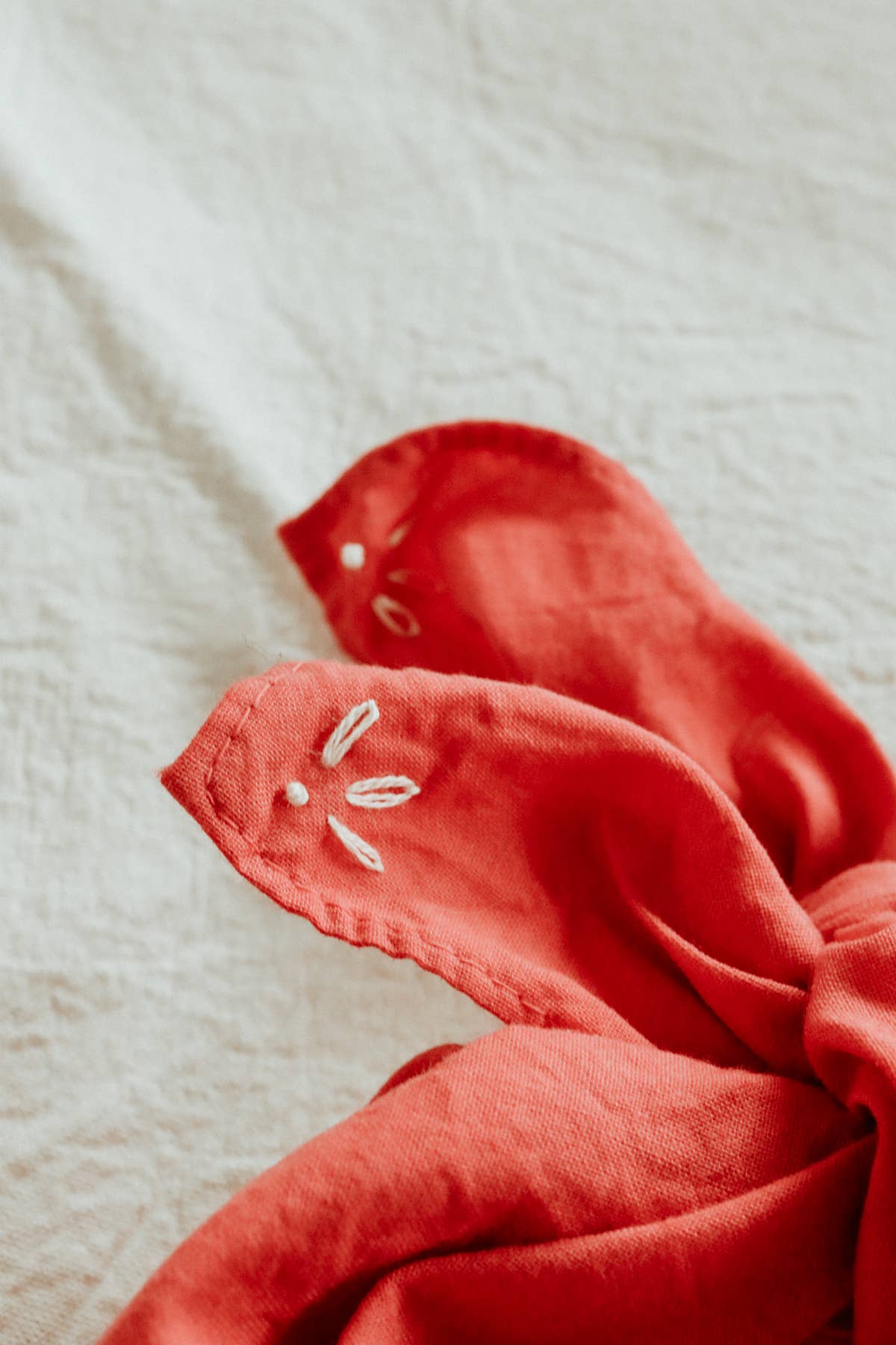 Hand embroidered RODEO cotton bandana, hand dyed 