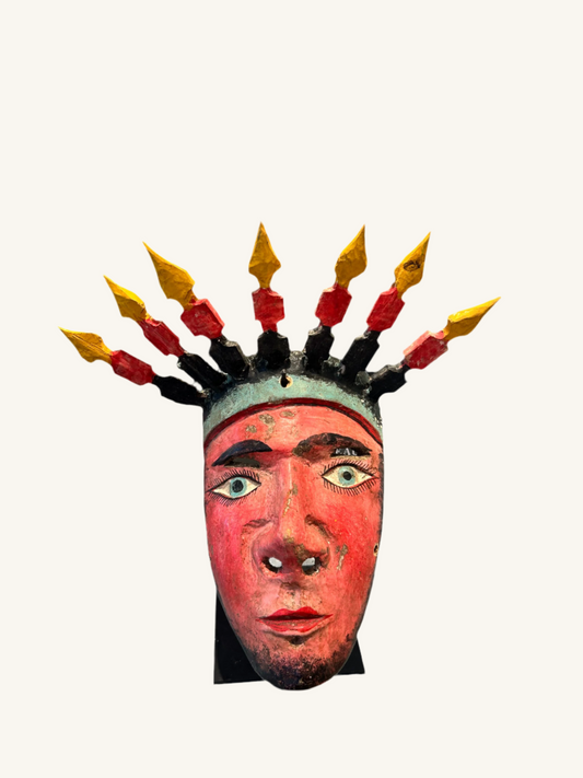 Vintage Mexican Festival Mask with stand