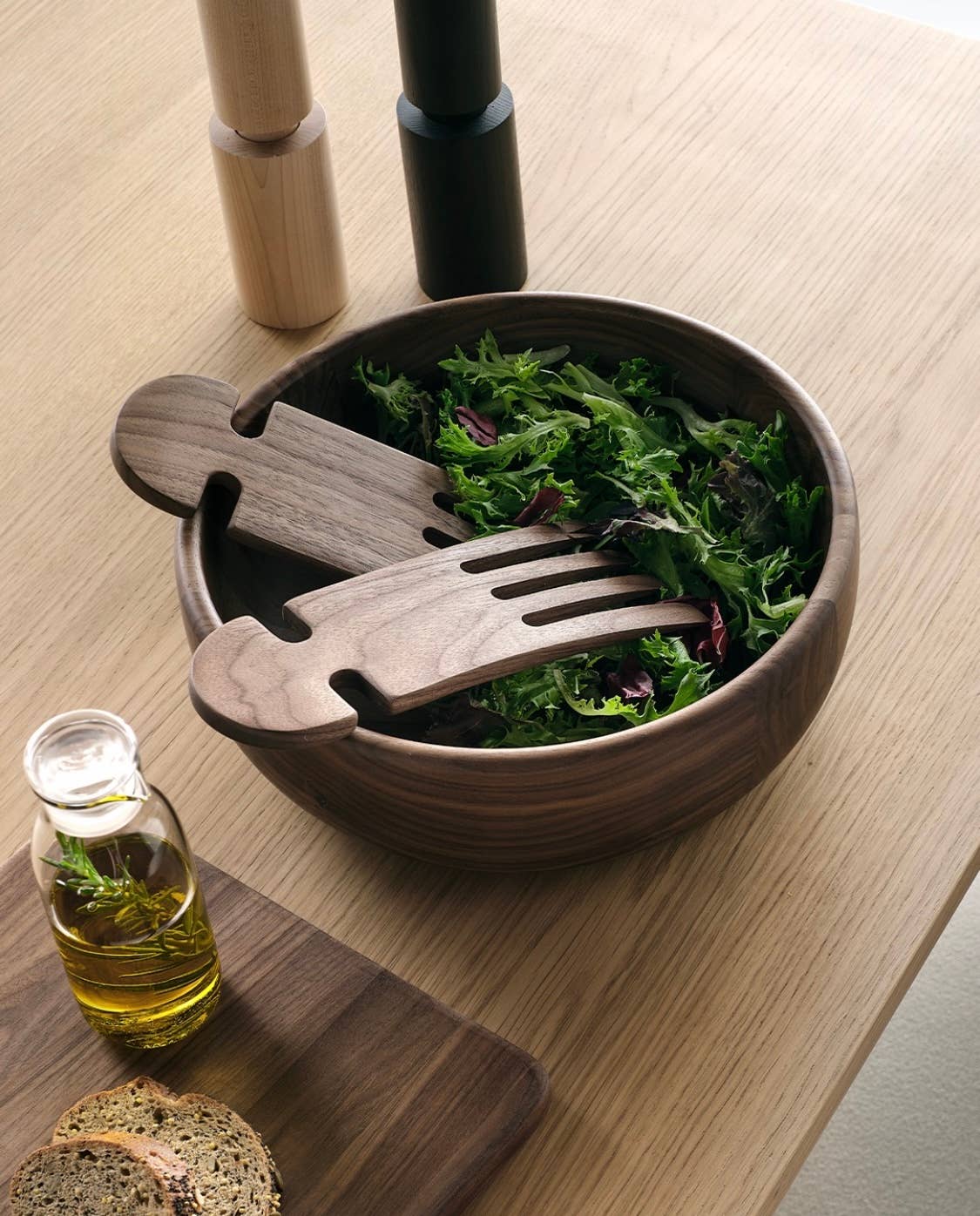 9" Walnut Wood Salad Hands