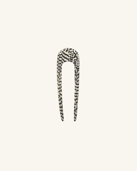 Mini French Hair Pin in Perle Noir