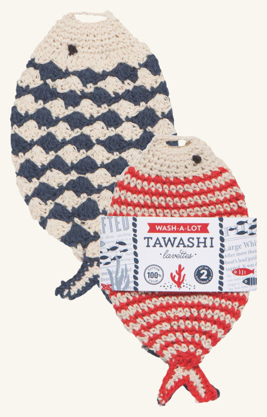Little Fish Tawashi Crocheted Dishcloths Set of 2