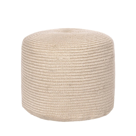 Braided Beige Ottoman Pouf