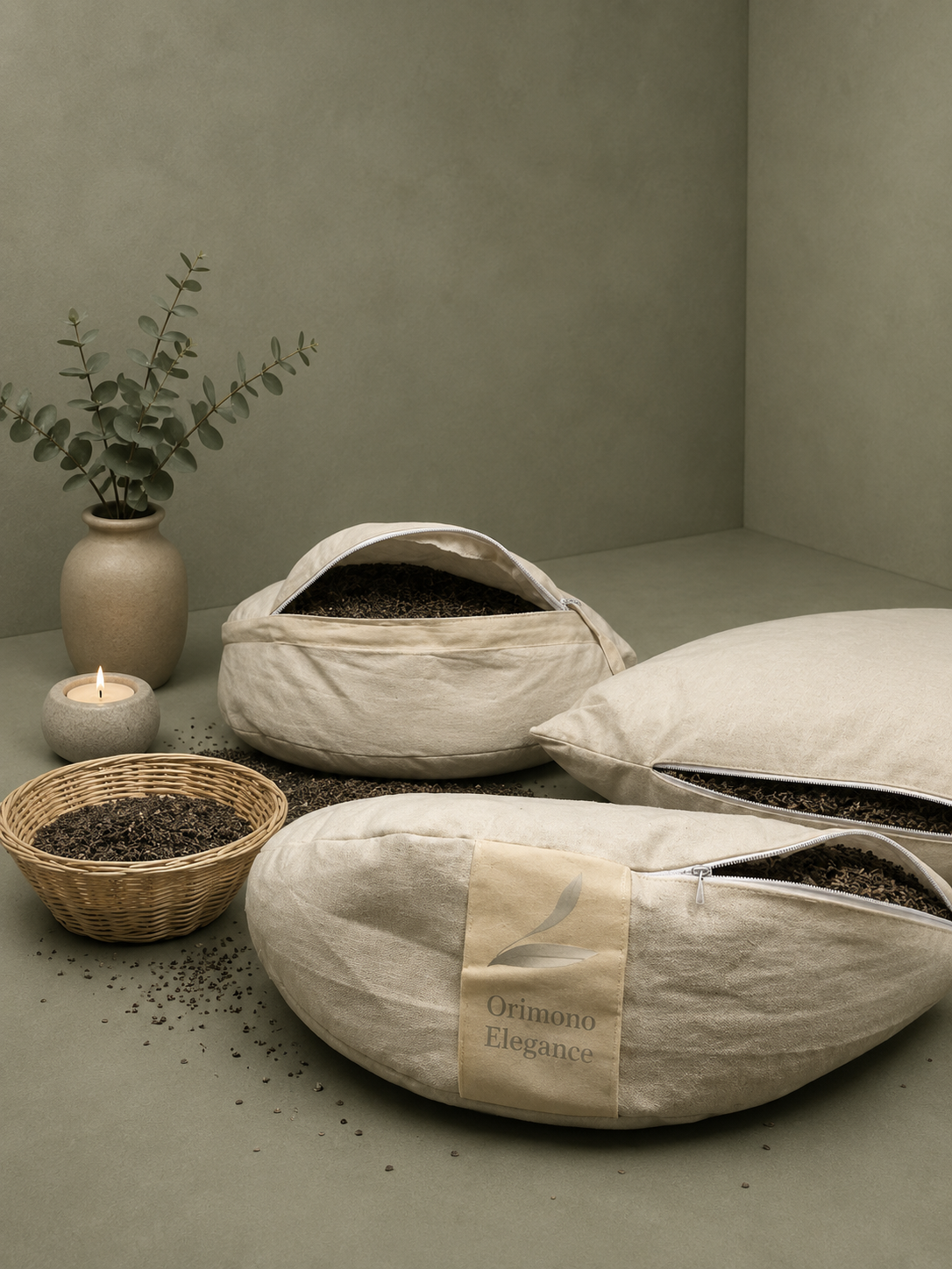 100% Undyed Cotton Meditation Cushion Set- filled Buckwheat