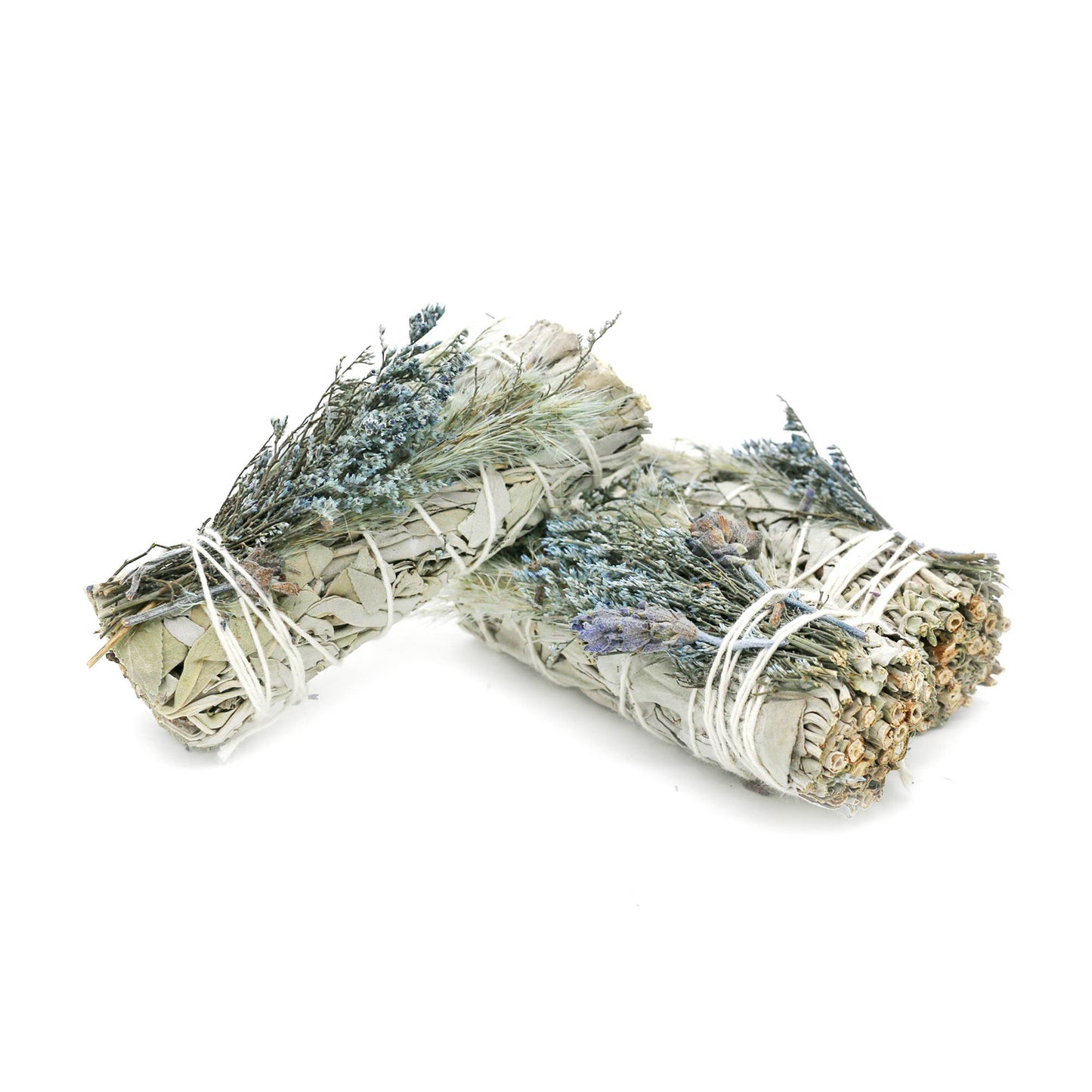White Sage Smudge Stick, Blue Bouquet Floral | 4 in.