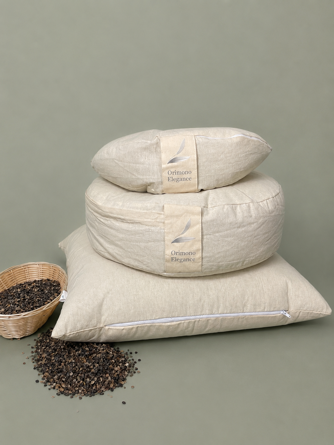 100% Undyed Cotton Meditation Cushion Set- filled Buckwheat