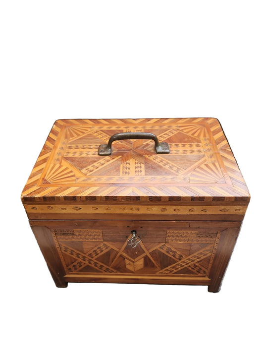 Wood Inlay Folk Art Box