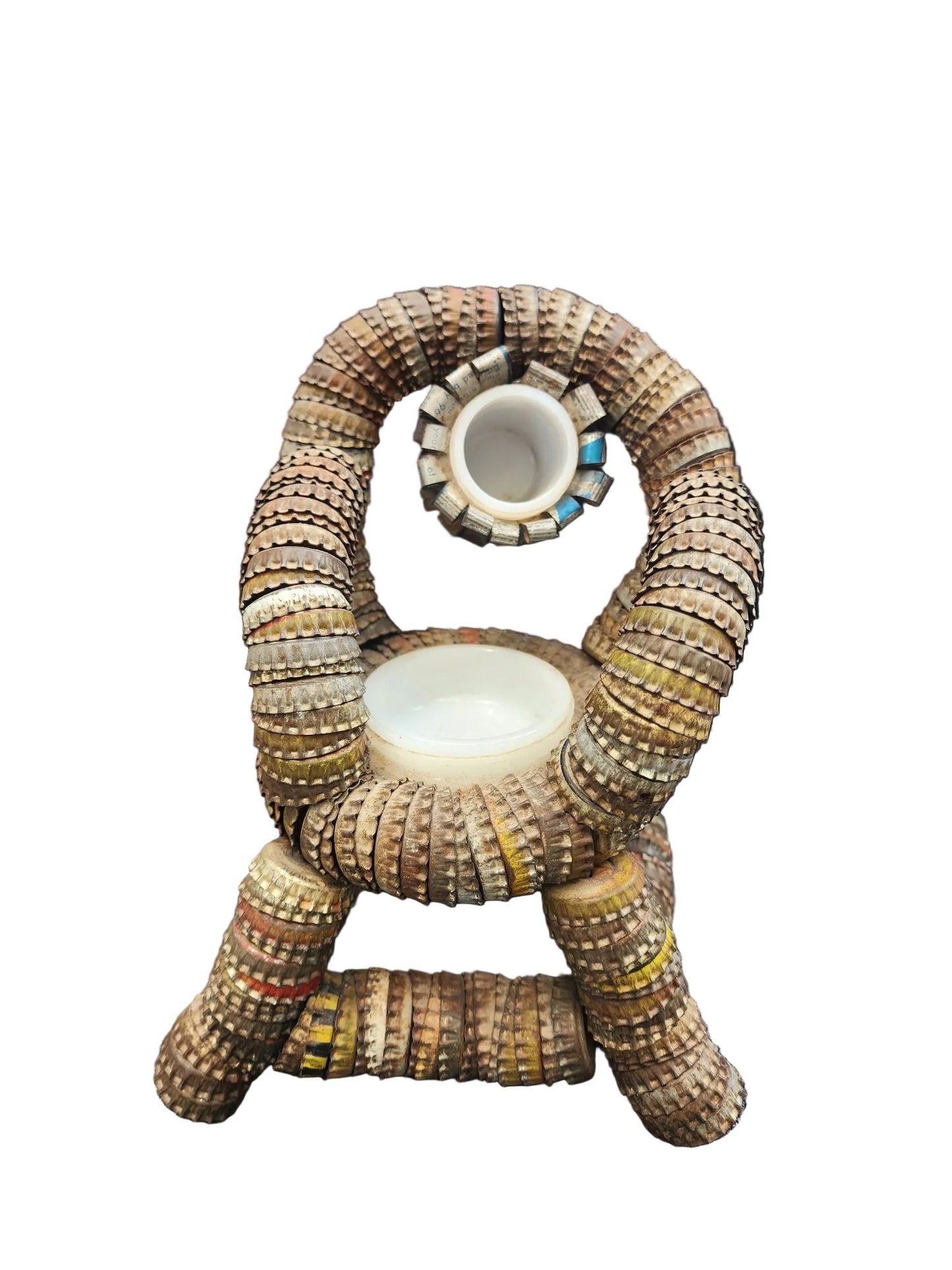 Folk Art Bottle Cap Chair Sculpture