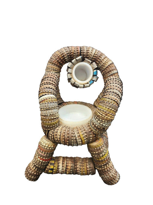 Folk Art Bottle Cap Chair Sculpture