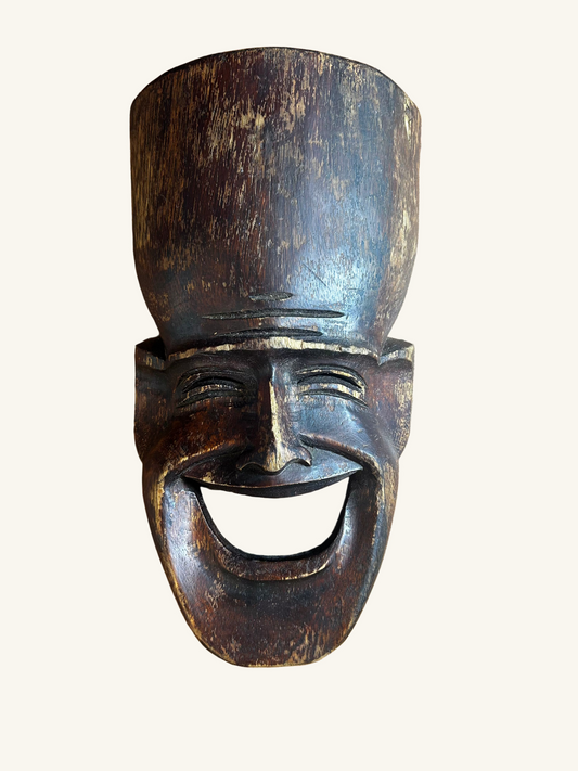 Hotei Carved Wooden Mask