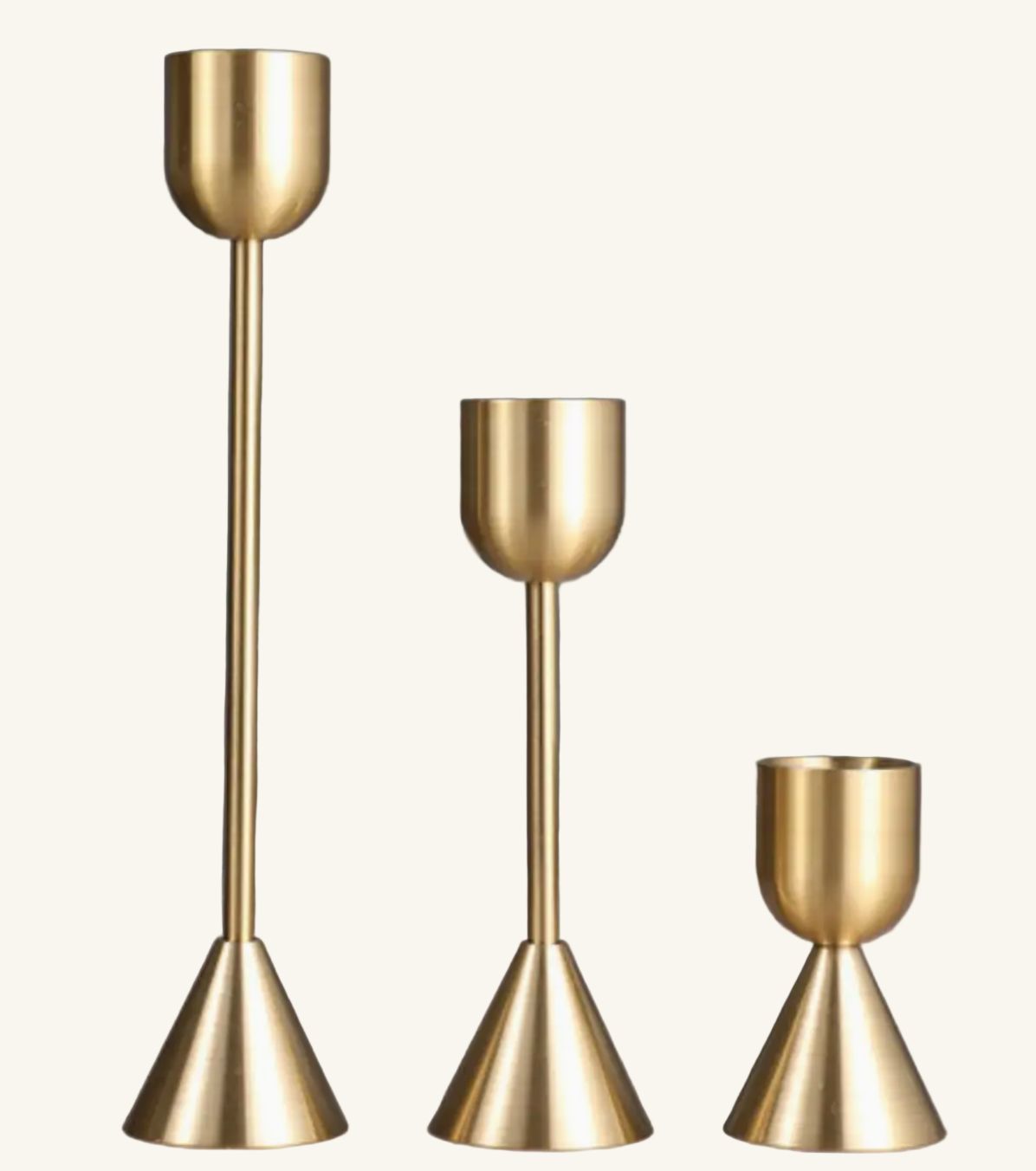 3 pc gold plated candle holders