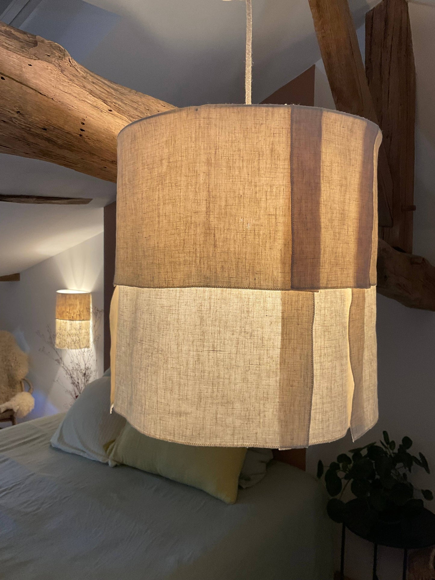 French Linen Pendant - medium round